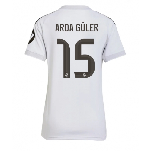 Real Madrid Arda Guler #15 Maglia Gara Casa Repliche 2025-26 Donna Maniche Corte Real Madrid Arda Guler #15 Maglia Gara Casa Repliche 2025-26 Donna Maniche Corte